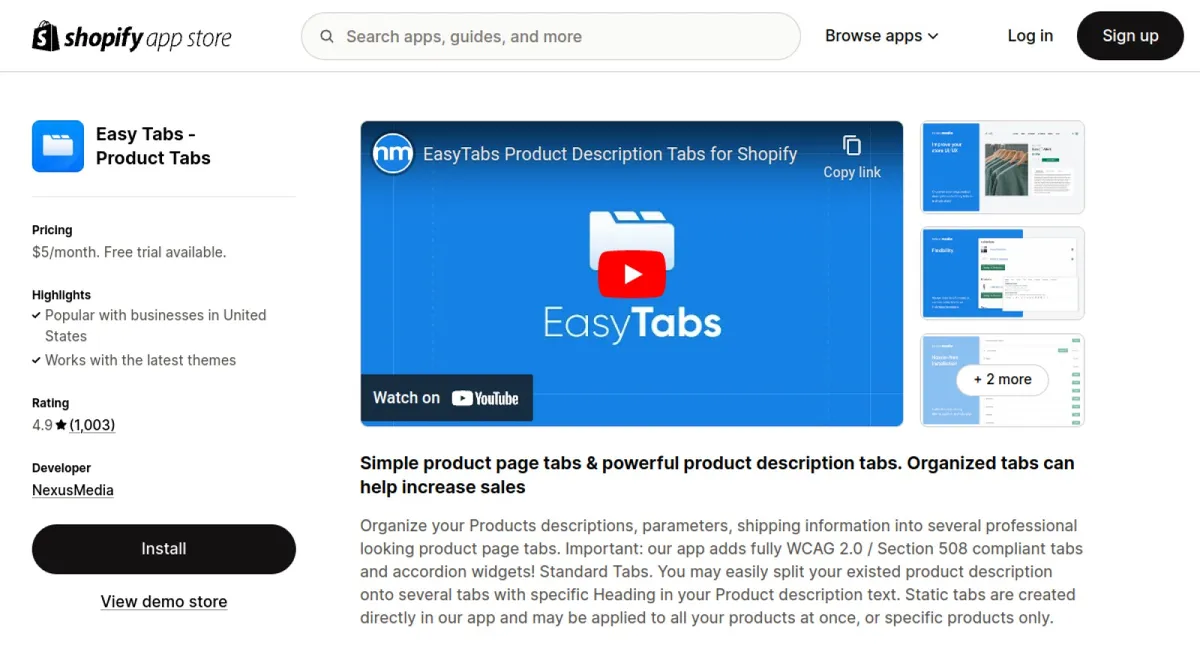 Easy Tabs ‑ Product Tabs cover