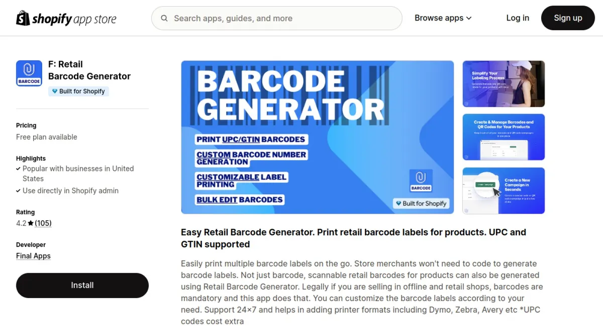 F: Retail Barcode Generator cover