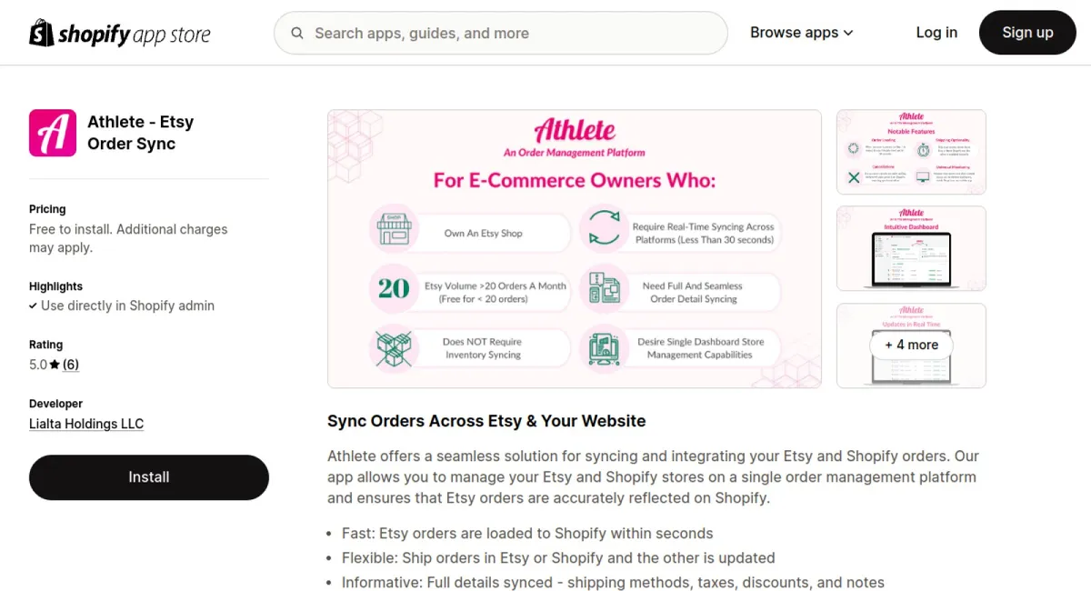 Athlete ‑ Etsy Order Sync cover