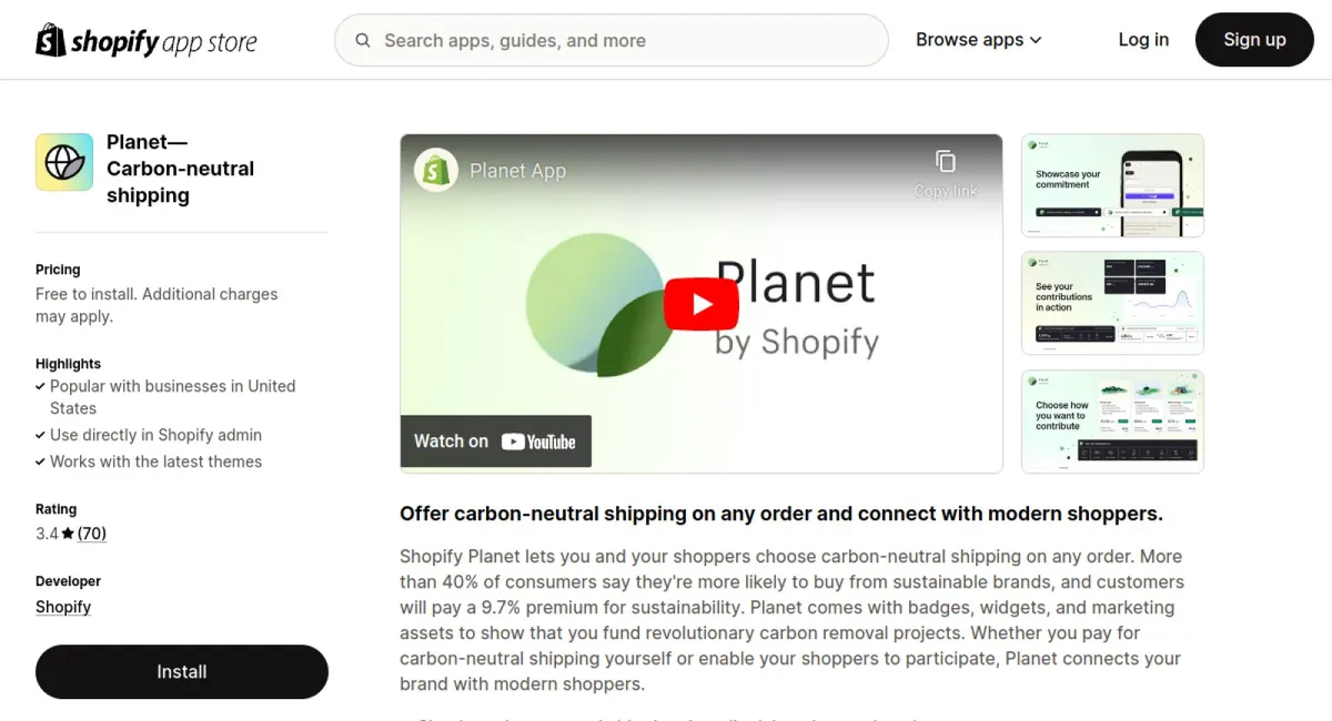 Planet—Carbon‑neutral shipping cover