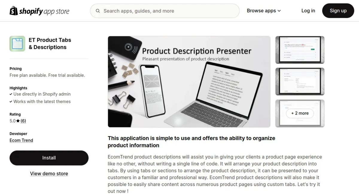 ET Product Tabs &amp; Descriptions cover