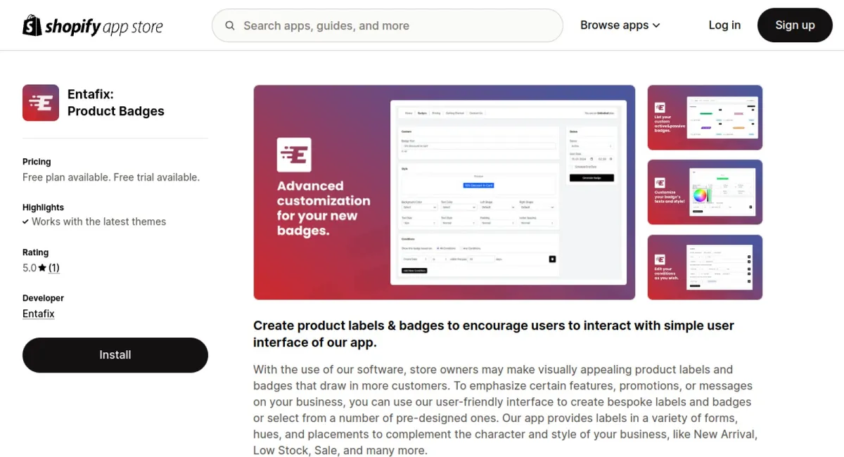 Entafix: Product Badges cover