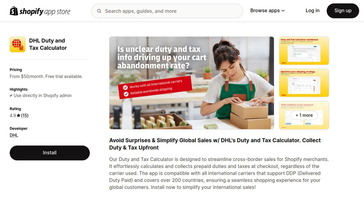 DHL Duty and Tax Calculator cover