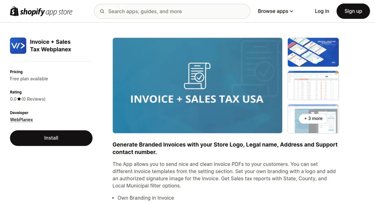 Invoice + Sales Tax Webplanex cover