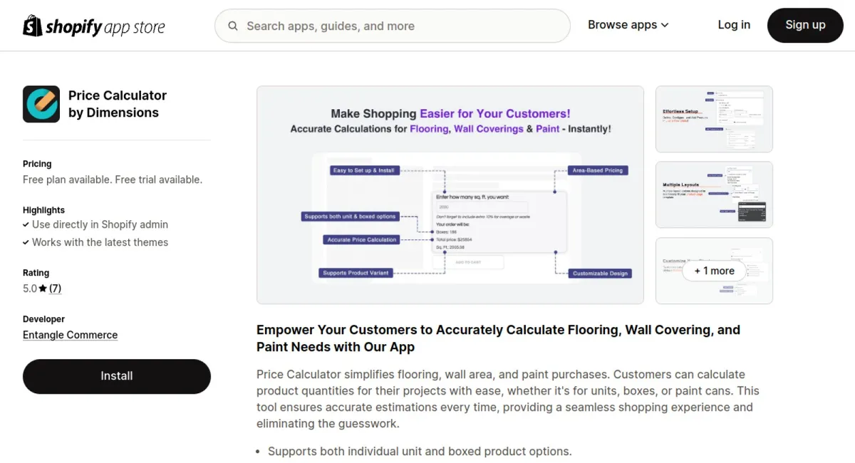 Price Calculator by Dimensions cover