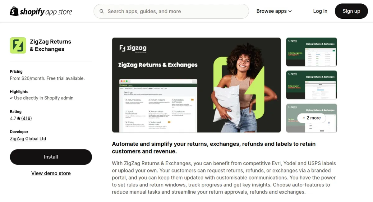 ZigZag Returns &amp; Exchanges cover