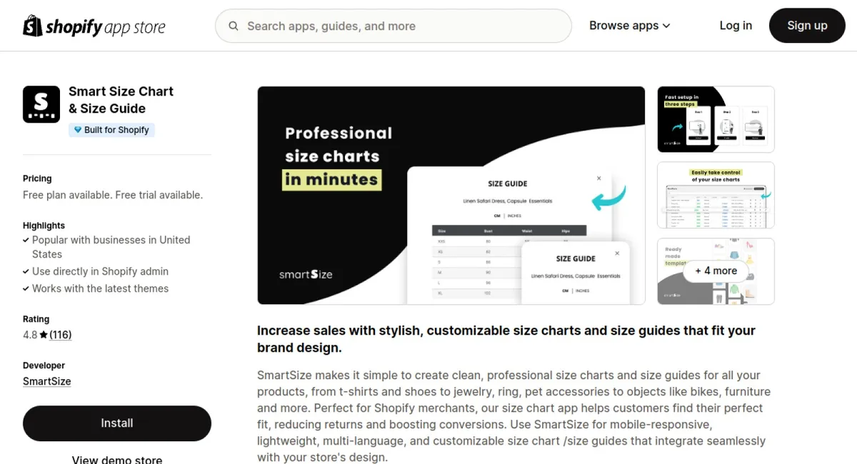 Smart Size Chart &amp; Size Guide cover