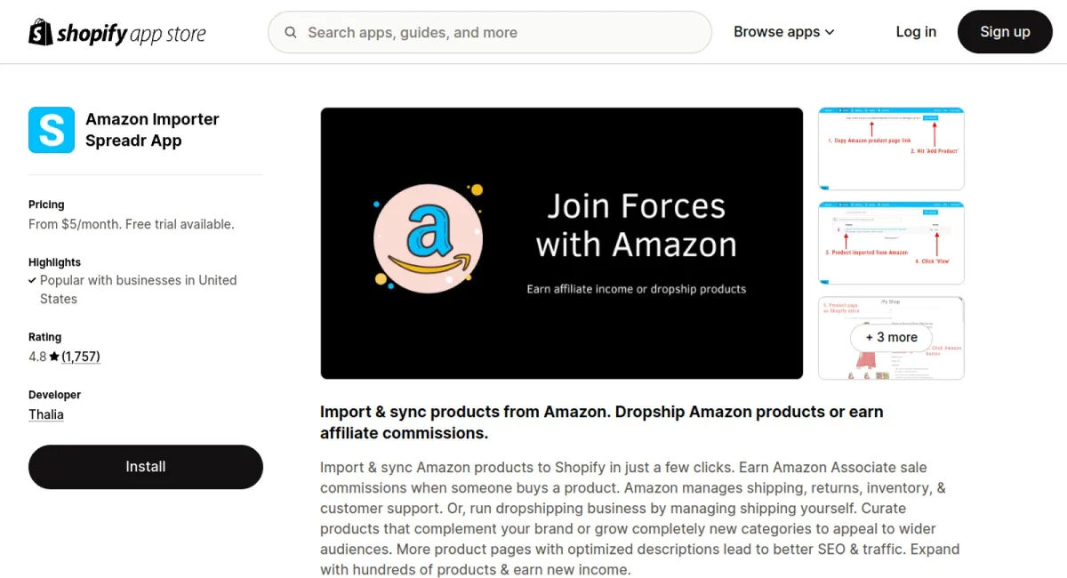 Amazon Importer Spreadr App cover