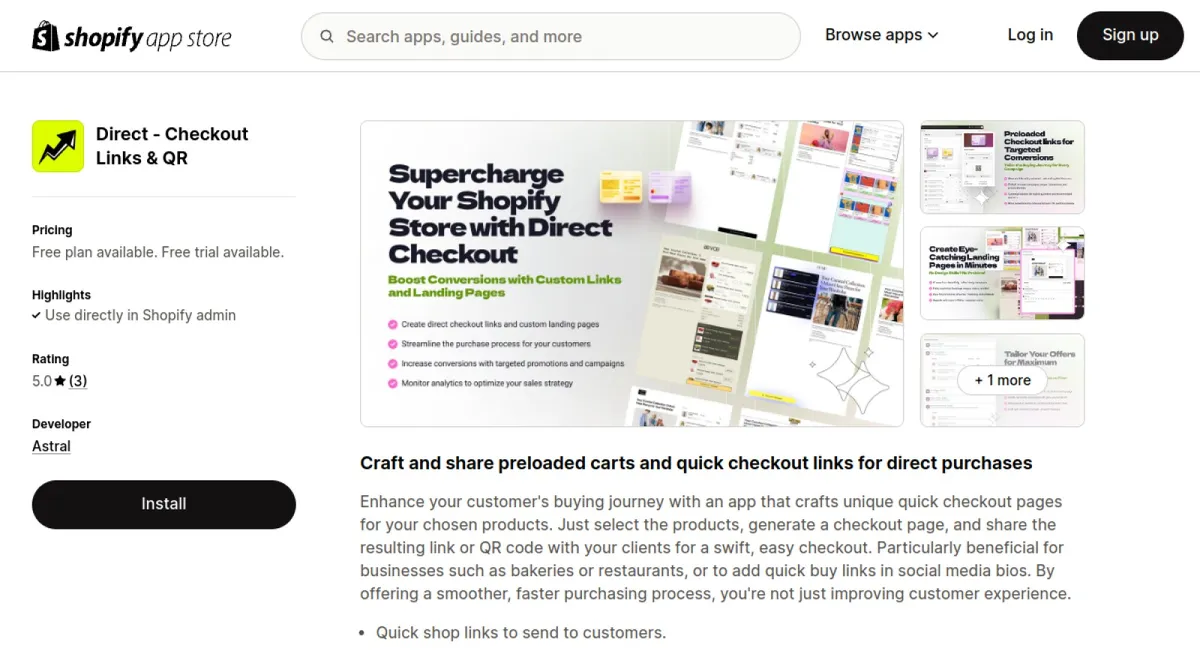 Direct ‑ Checkout Links &amp; QR cover