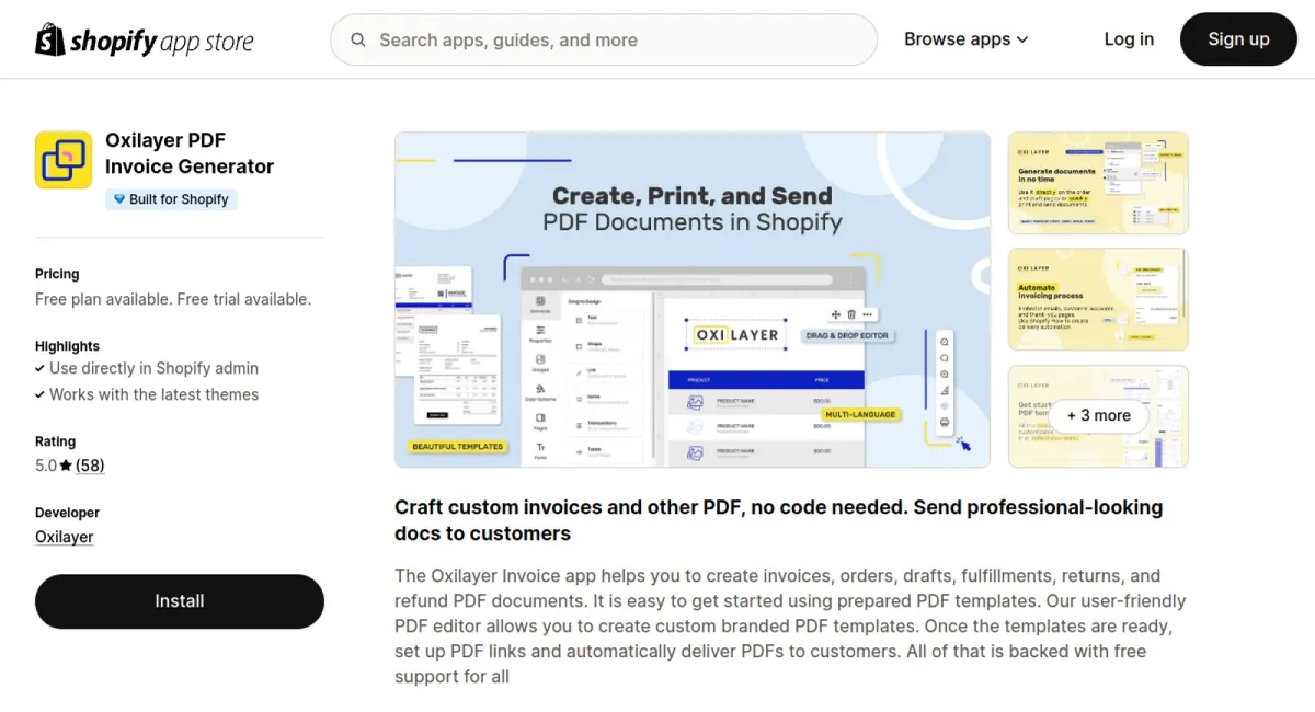 Oxilayer PDF Invoice Generator cover