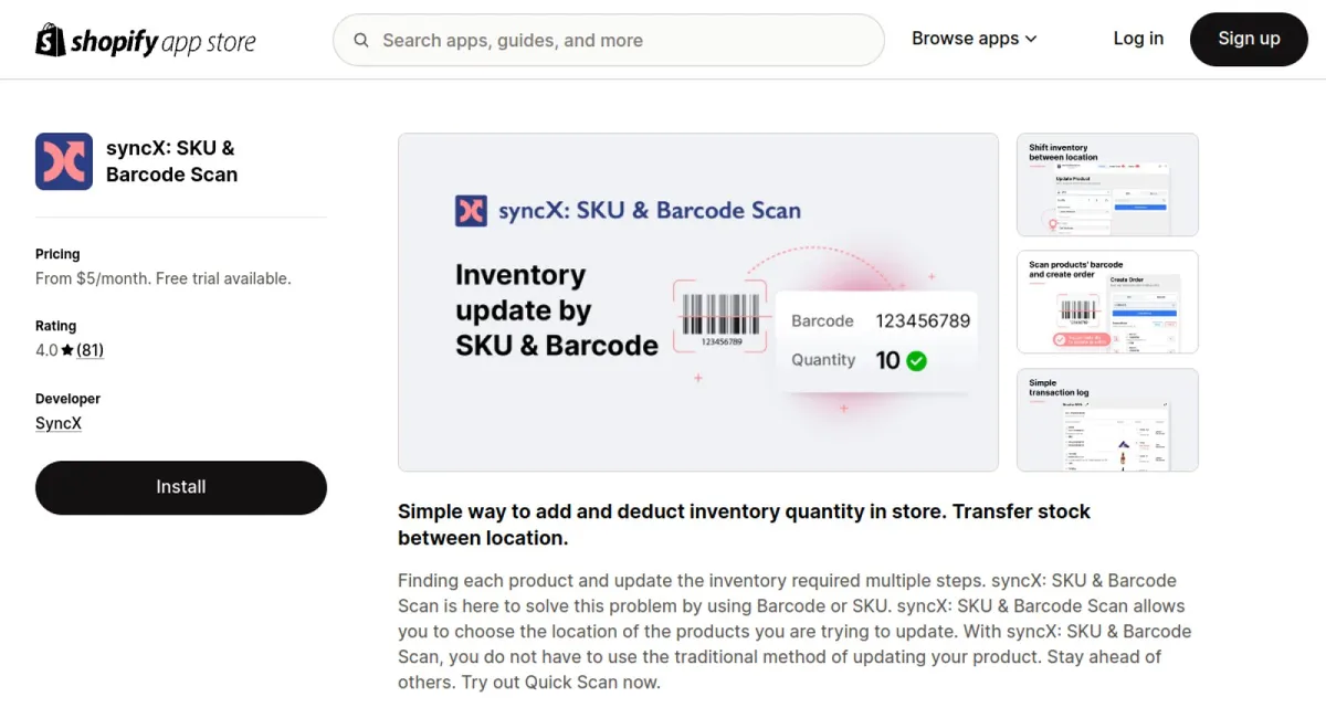 syncX: Easy SKU &amp; Barcode Scan cover