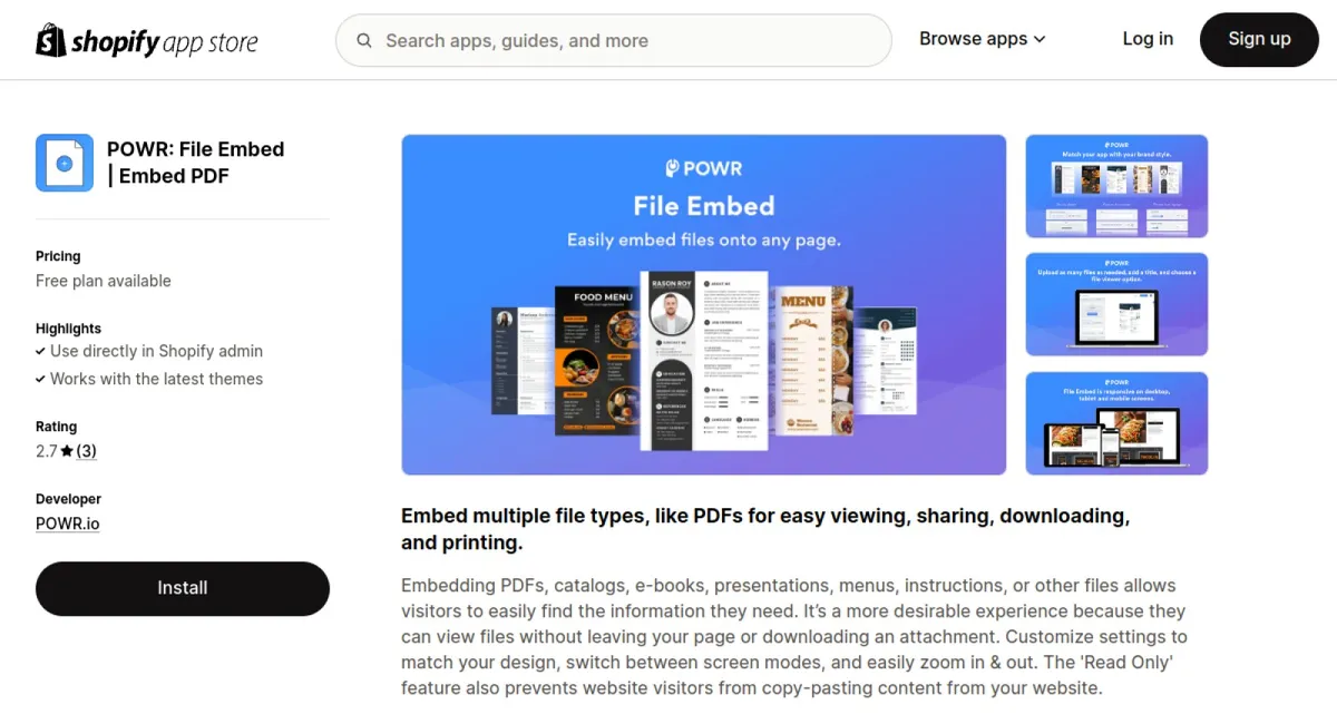 POWR: File Embed | Embed PDF cover