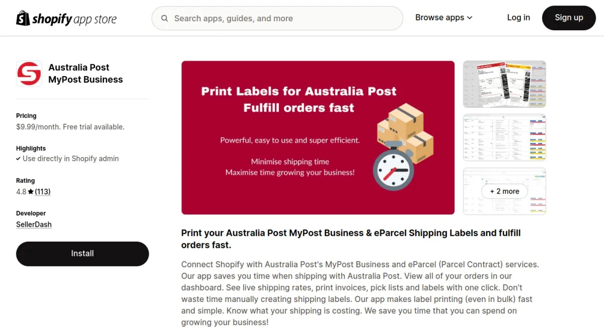SellerDash: AusPost Shipping cover