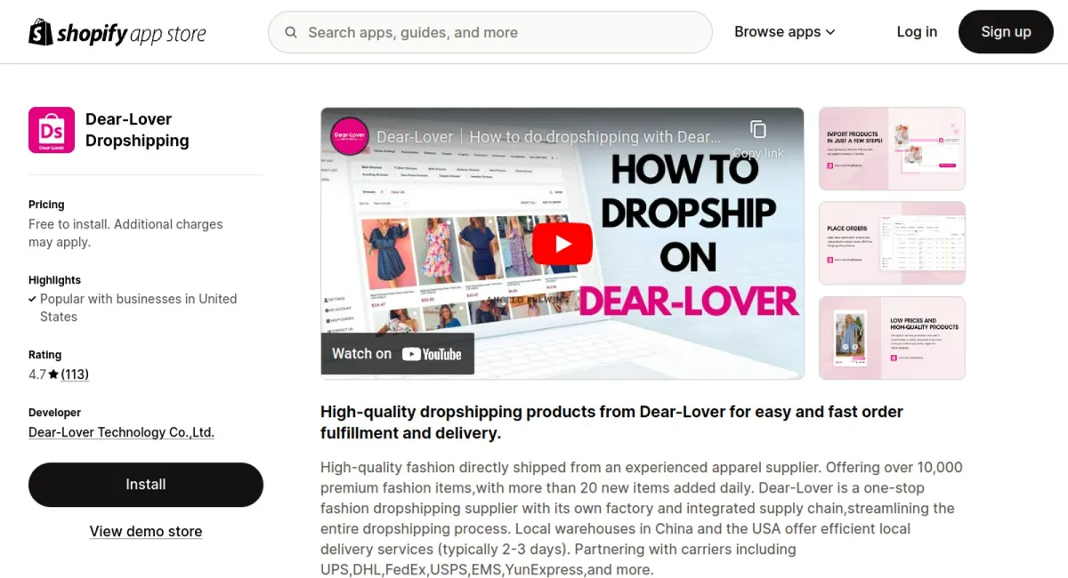 Dear‑Lover Dropshipping cover