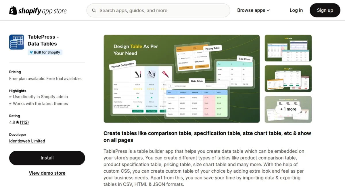 TablePress ‑ Data Tables cover