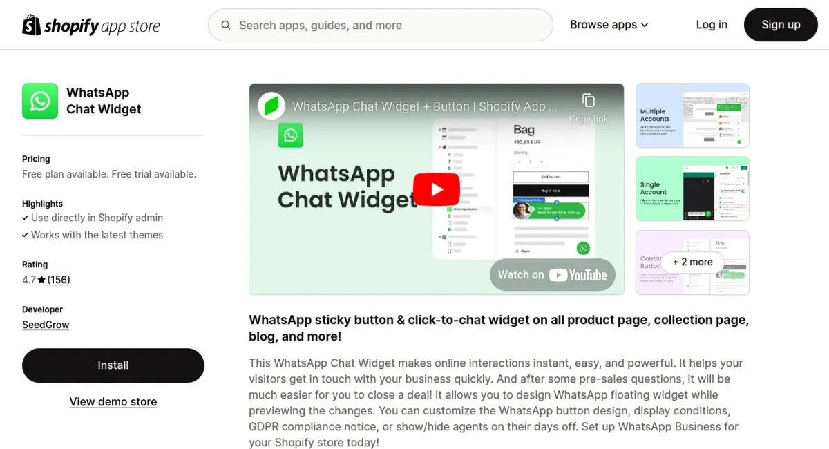 SeedGrow WhatsApp Chat Widget cover