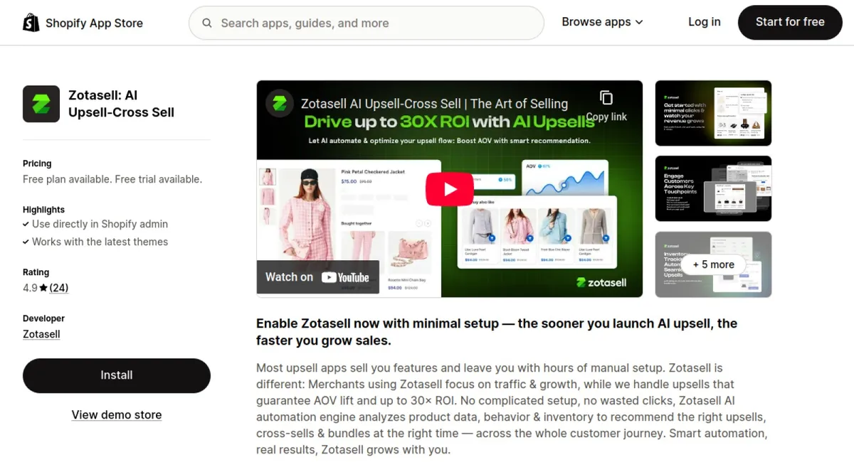 Zotasell: AI Upsell‑Cross Sell cover