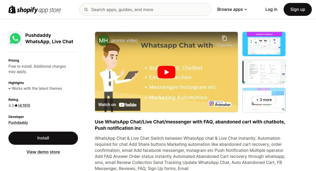 Pushdaddy WhatsApp, Live Chat cover