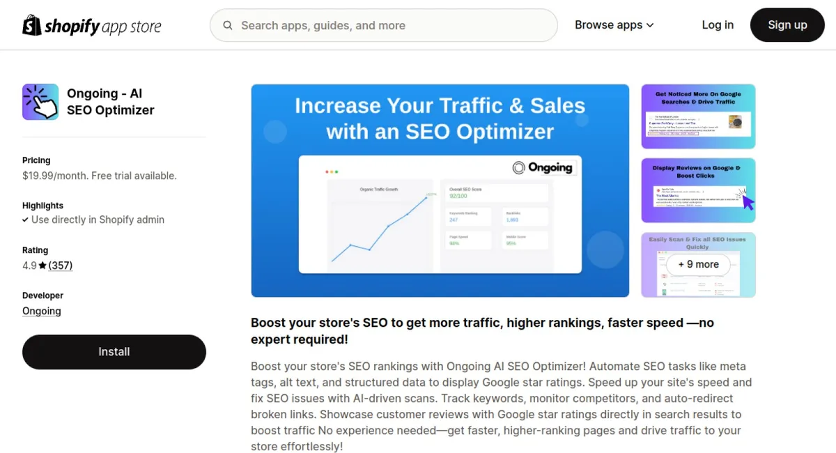 Ongoing ‑ AI SEO Optimizer App cover