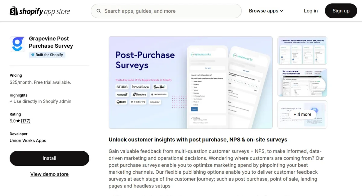 Grapevine Post Purchase Survey cover