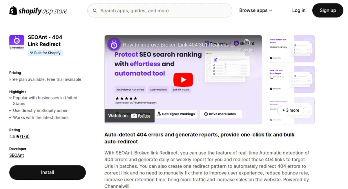 SEOAnt ‑ 404 Link Redirect cover