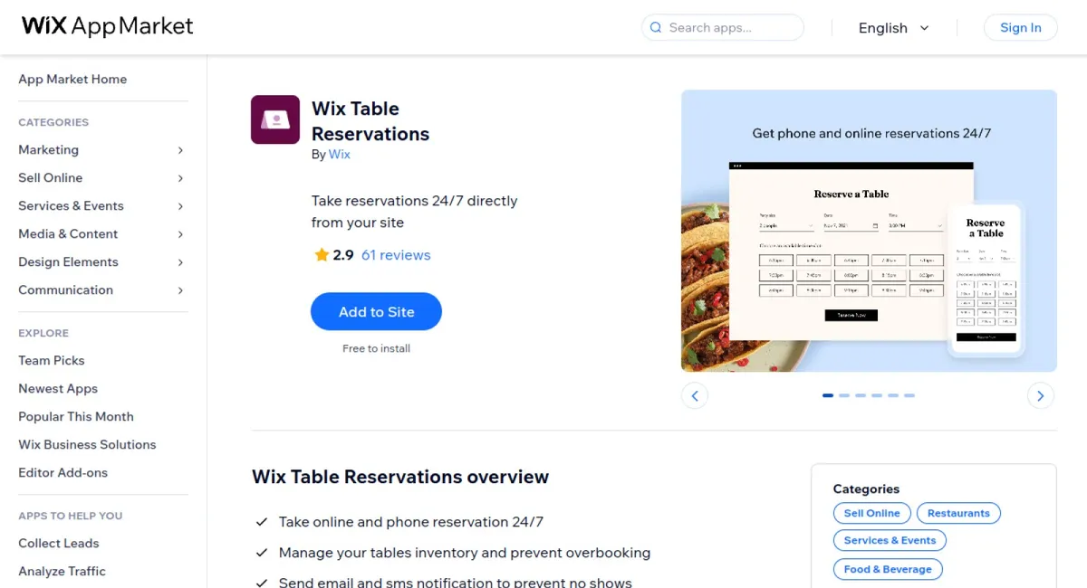 Wix Table Reservations cover