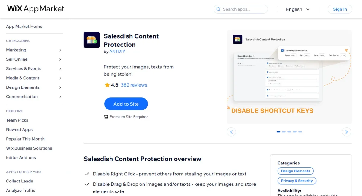 Salesdish Content Protection cover