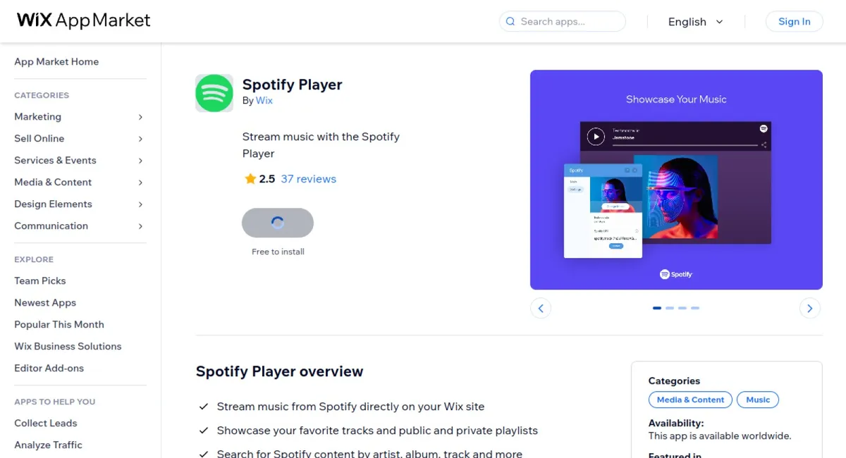 Spotify Player cover