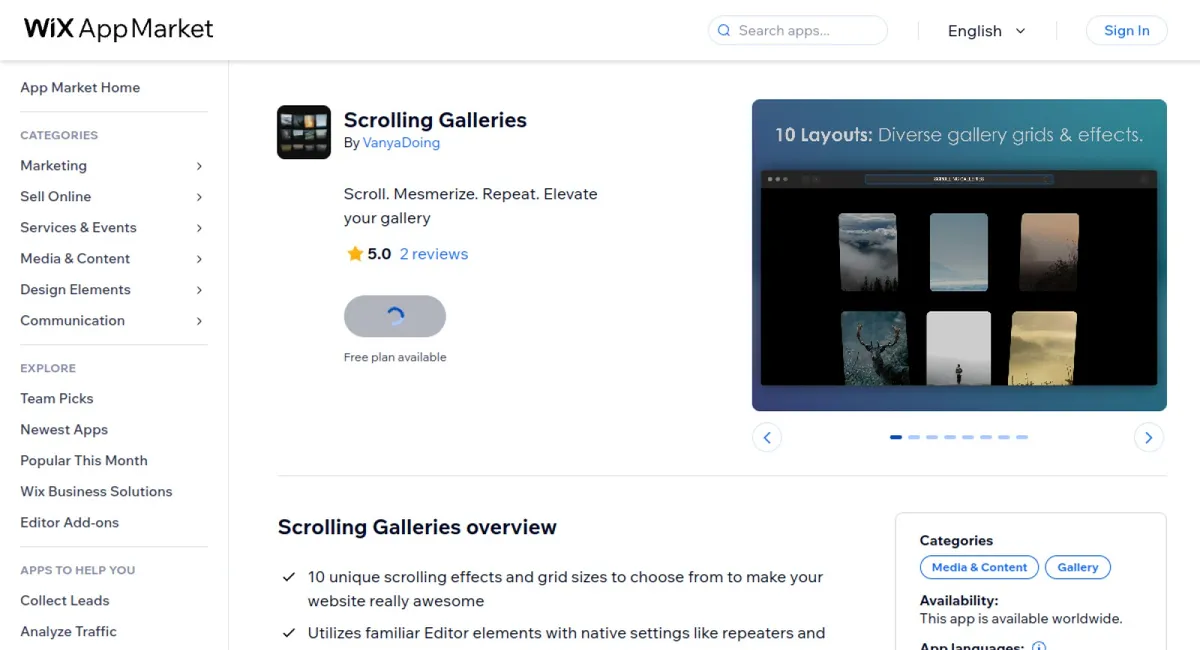 Scrolling Galleries cover