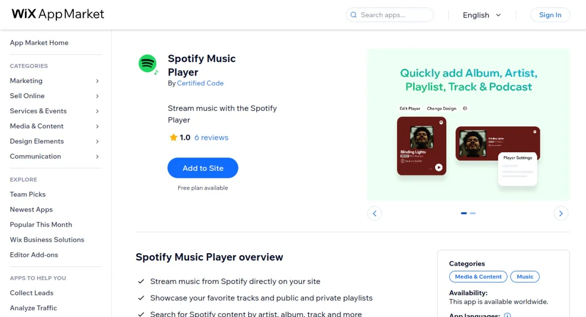 Spotify Music Player cover