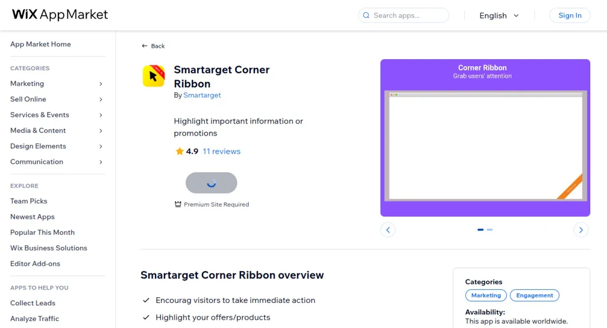 Smartarget Corner Ribbon cover
