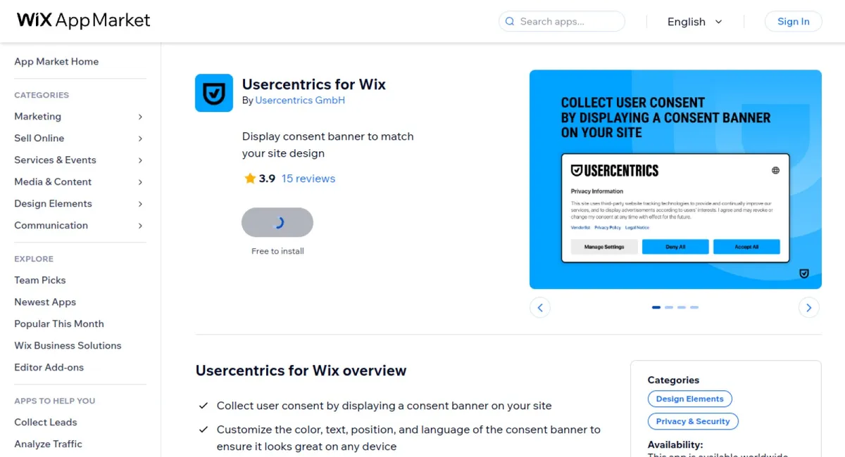 Usercentrics for Wix cover