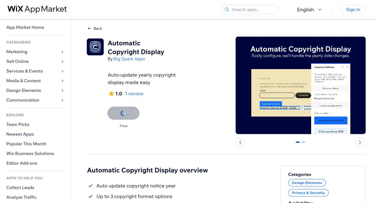Automatic Copyright Display cover