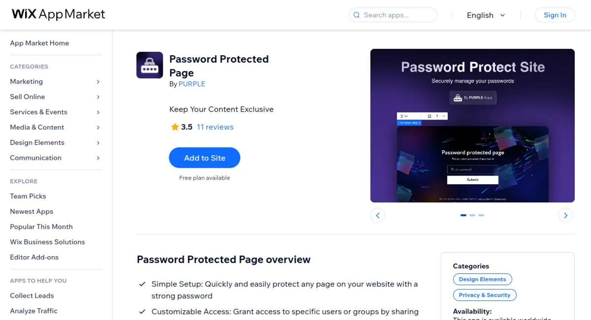 Password Protected Page cover