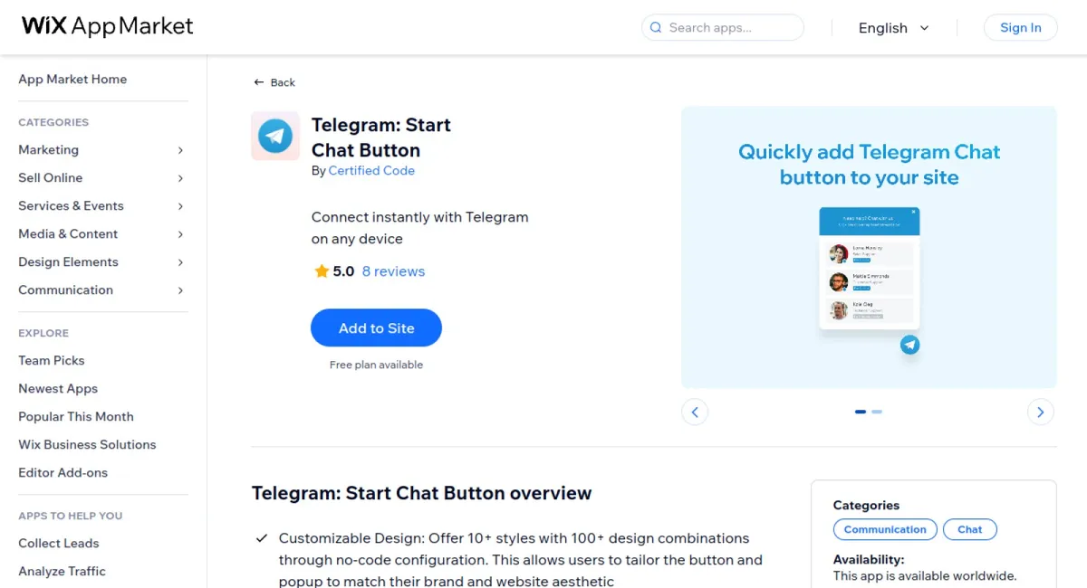 Telegram: Start Chat Button cover