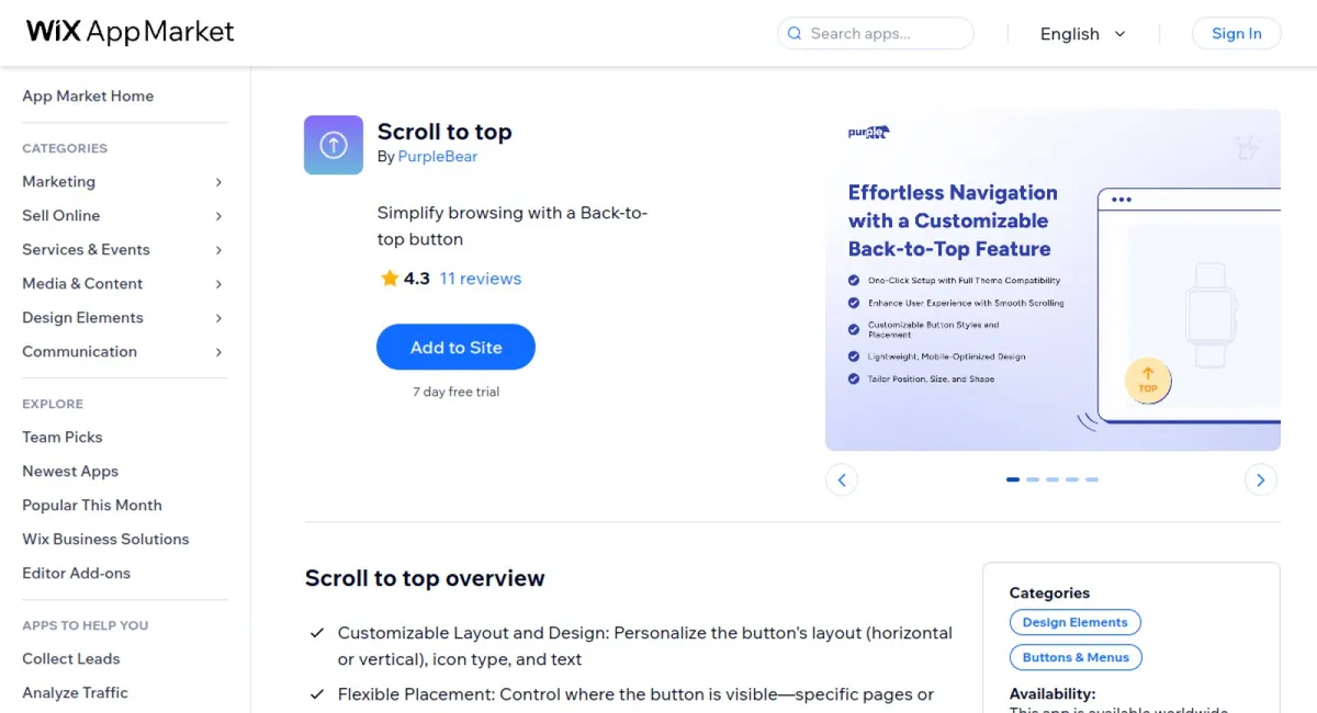Scroll to top cover