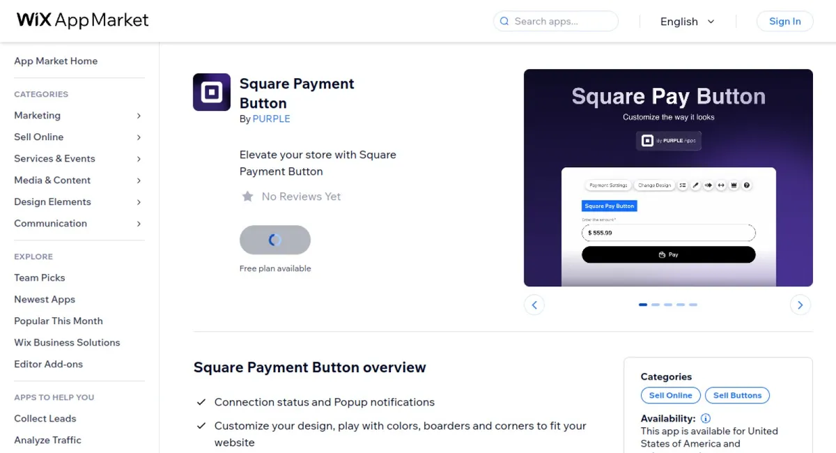 Square Payment Button cover