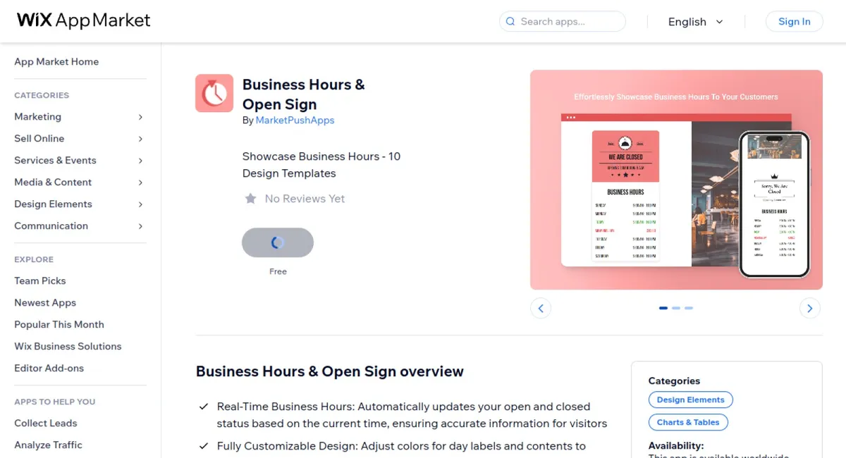 Business Hours &amp; Open Sign cover