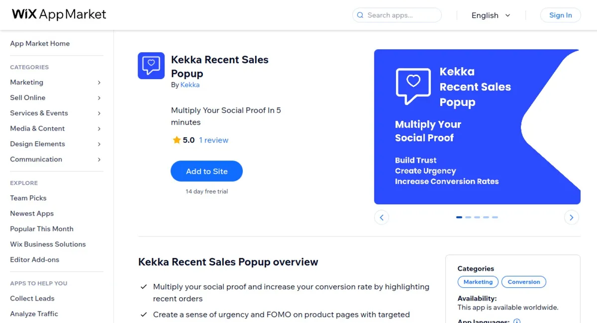 Kekka Recent Sales Popup cover