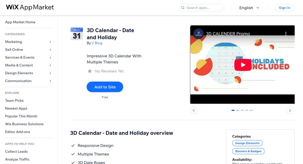 3D Calendar - Date and Holiday cover