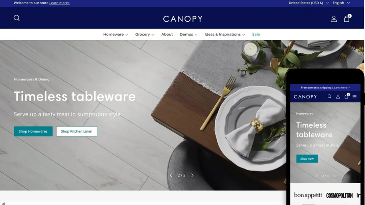 Canopy’s flexible layouts are perfect for home textiles, kitchenware, and cozy decor brands.