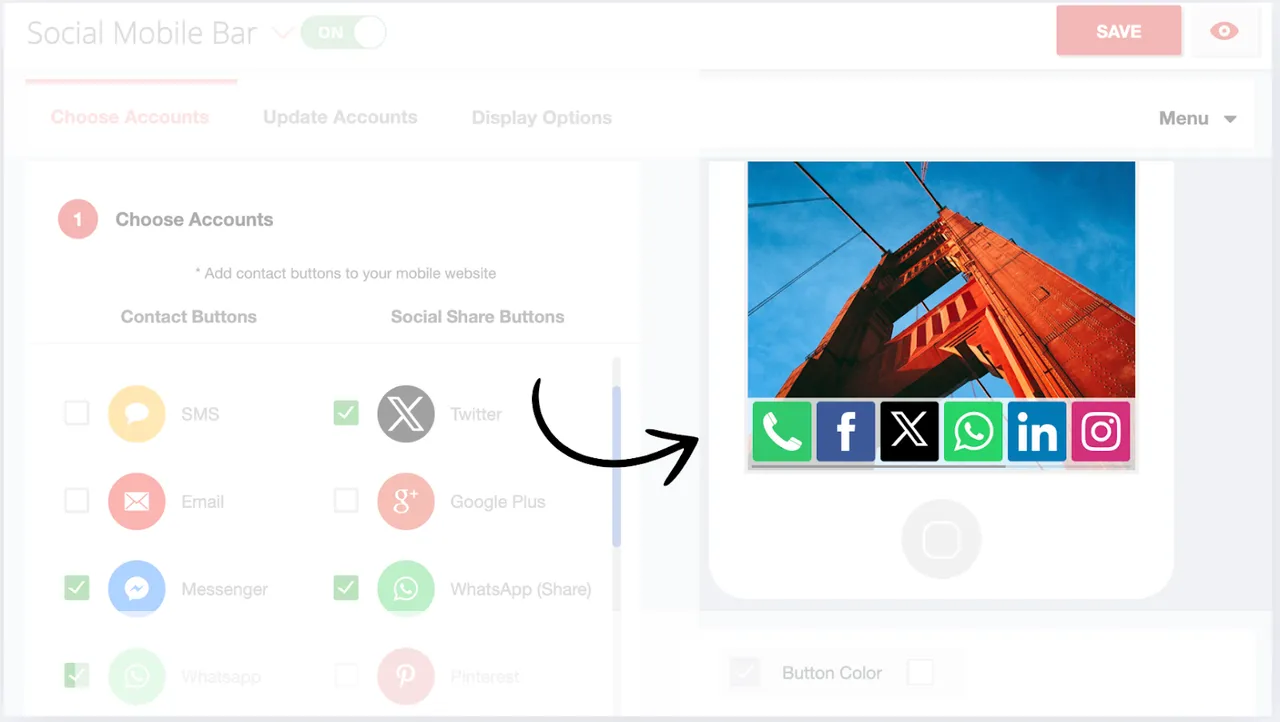 A visual representation of how social sharing buttons boost visibility and engagement by making content easy to share across platforms