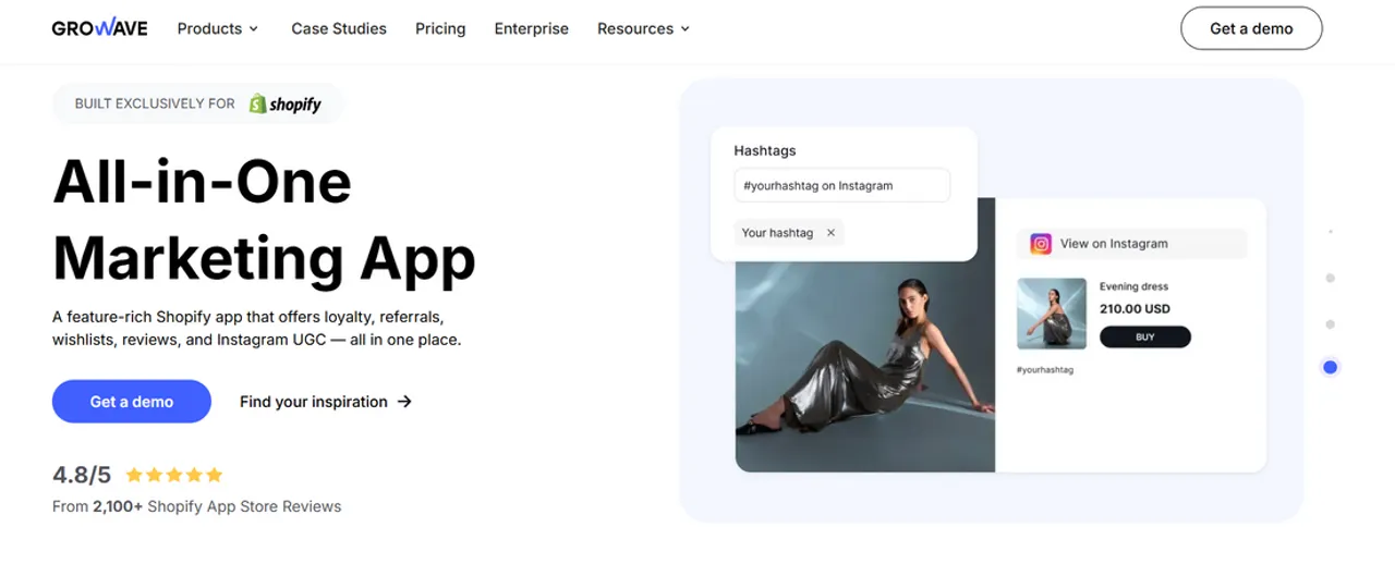 Growave offers loyalty programs, wishlists, and social login features, helping 12,000+ Shopify merchants increase retention.