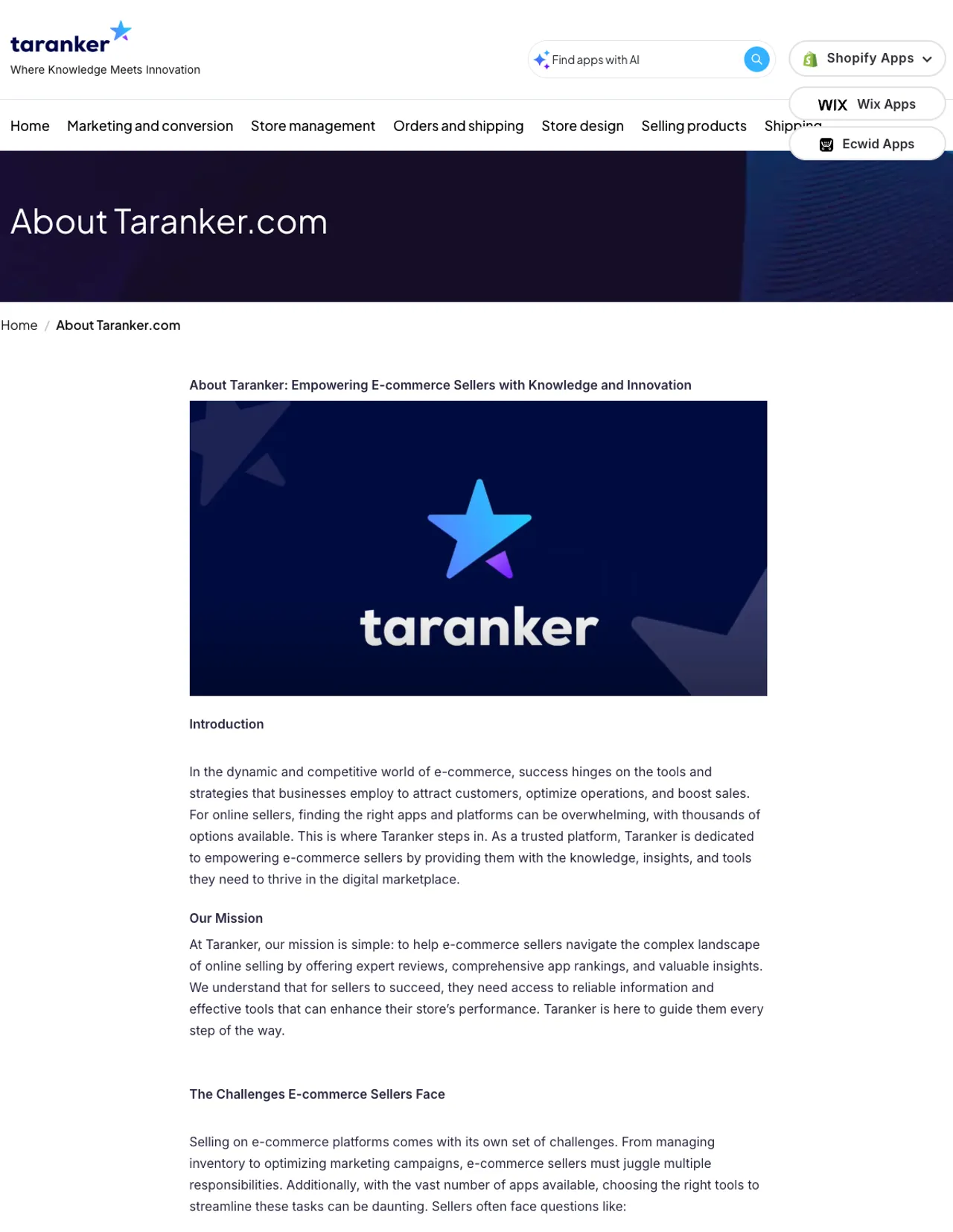 About us Page on Taranker