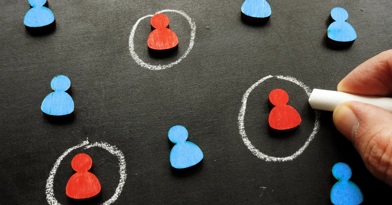 Highlighting standout individuals among a crowd of similar figures.