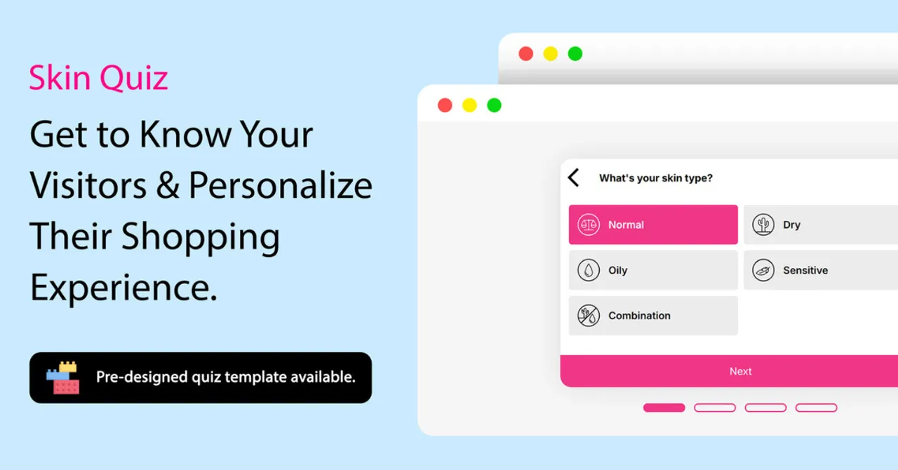 Interactive skin quiz tool to personalize product recommendations and boost beauty sales at summer’s end.