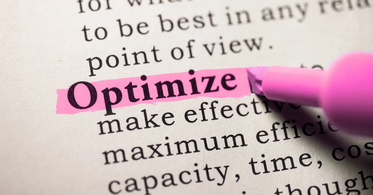 A close-up image of the word “Optimize” highlighted in pink, symbolizing focus on improving performance, efficiency, or results - ideal for conversion or sales strategy themes.