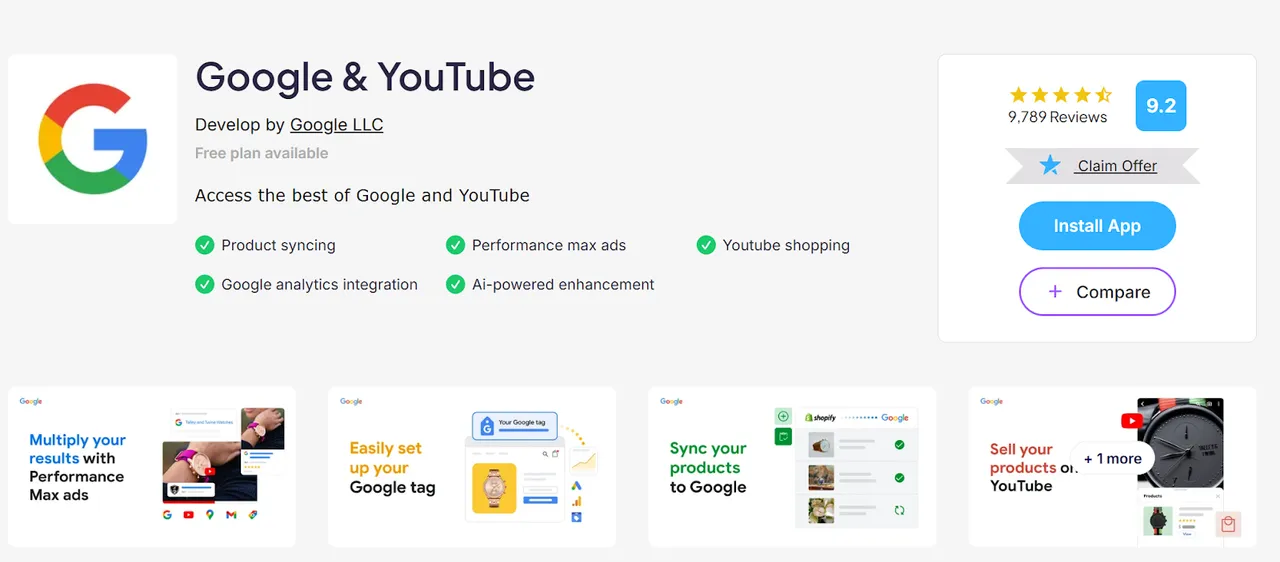 Google and Youtube App on Shopify