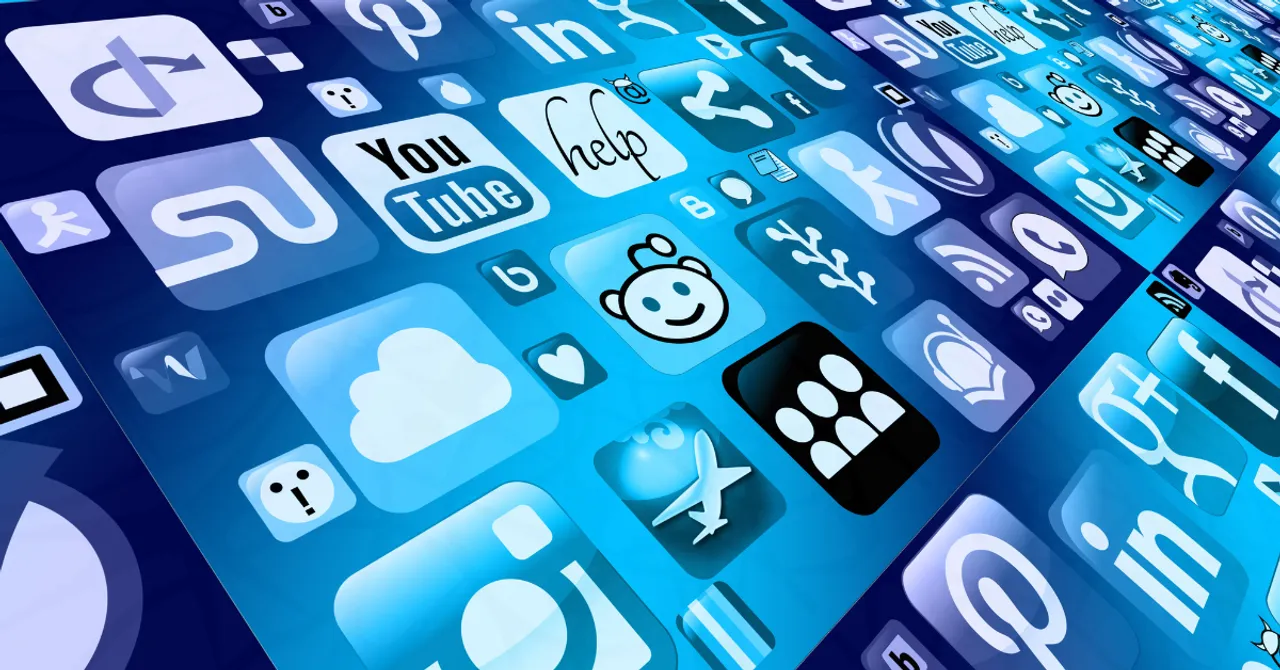 A digital grid of various app and social media icons, symbolizing the vast ecosystem of platforms available for engaging with customers online.