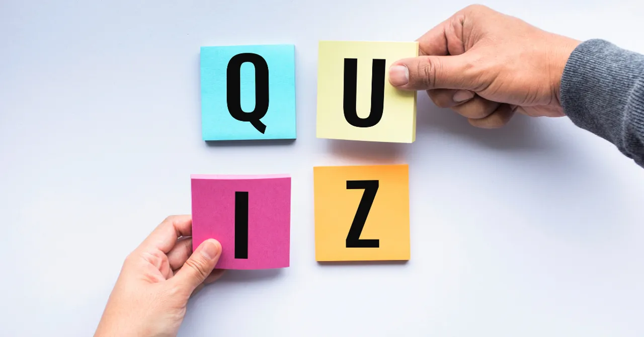 Two people holding colorful sticky notes spelling out “QUIZ” — a fun and inviting visual that reflects how personalized quizzes guide shoppers to their perfect skincare products.